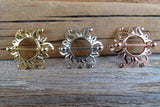 Gold Ion Plated Sun Burst 14G Nipple Shields Pair