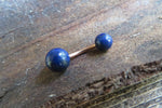 Rose Gold Black Obsidian Natural Stone Belly Ring 14G (1.6mm) VCH Piercing 8mm 10mm 11mm 12mm Lengths