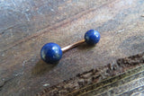 Rose Gold Black Obsidian Natural Stone Belly Ring 14G (1.6mm) VCH Piercing 8mm 10mm 11mm 12mm Lengths