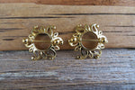 Gold Ion Plated Sun Burst 14G Nipple Shields Pair