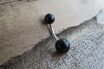 Custom Lengths Black Obsidian Natural Stone Belly Ring 14g (1.6mm) VCH Piercing 6mm & 8mm Balls