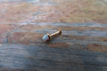 Gold Titanium Ion Plated White Opal Cone Cartilage Labret Monroe Tragus Flatback Surgical Steel Barbell Piercing 16G (1.2mm) 6mm 8mm 10mm