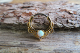 Silver Ion Plated Lacey Pink Fire Opal Septum or Daith 16G Piercing
