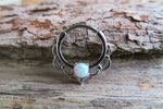 Silver Ion Plated Lacey Blue Fire Opal Septum or Daith 16G Piercing