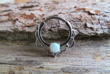 Silver Ion Plated Lacey Blue Fire Opal Septum or Daith 16G Piercing