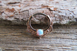 Silver Ion Plated Lacey Pink Fire Opal Septum or Daith 16G Piercing