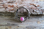 Silver Ion Plated Lacey Purple Fire Opal Septum or Daith 16G Piercing