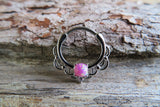 Silver Ion Plated Lacey Purple Fire Opal Septum or Daith 16G Piercing