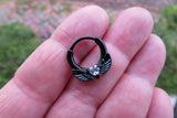 Black Ion Plated Angel Wings Heart Septum or Daith 16G Piercing