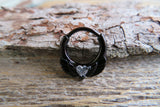 Black Ion Plated Angel Wings Heart Septum or Daith 16G Piercing