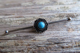 Custom Lengths Turquoise Silver Mandala Surgical Steel 316L Barbell Industrial Small Balls 14G (1.6mm) Piercing