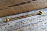 Gold Ion Plated Gay Pride Surgical Steel 316L Barbell Industrial Small Balls 14G (1.6mm) Piercing