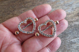 Rose Gold Ion Plated Chunky Heart Gems 14G or 16G Nipple Shields Pair