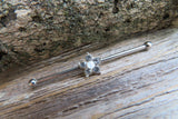 Custom Lengths Silver Small White Crystal Flower Opal Surgical Steel 316L Barbell Industrial Small Balls 14G (1.6mm) Piercing