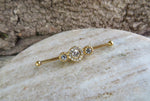 Custom Lengths Crystal Gold Ion Plated Triple Sun Surgical Steel 316L Barbell Industrial Small Balls 14G (1.6mm) Piercing