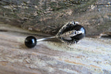 Black Obsidian Silver Dragon Claw Natural Stone Belly Ring 14g (1.6mm) Piercing