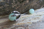 Black Obsidian Silver Dragon Claw Natural Stone Belly Ring 14g (1.6mm) Piercing