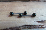 16G Black Obsidian 4mm Natural Stone Internally Threaded Steel Barbell Bridge Nipple Ring Cartilage Tragus Helix 16G (1.2mm) Piercing