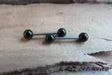 16G Black Obsidian 4mm Natural Stone Internally Threaded Steel Barbell Bridge Nipple Ring Cartilage Tragus Helix 16G (1.2mm) Piercing