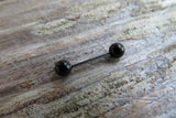 16G Black Obsidian 4mm Natural Stone Internally Threaded Steel Barbell Bridge Nipple Ring Cartilage Tragus Helix 16G (1.2mm) Piercing