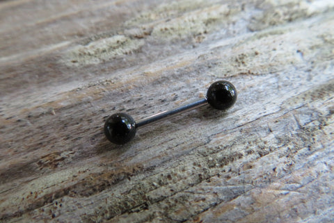 16G Black Obsidian 4mm Natural Stone Internally Threaded Steel Barbell Bridge Nipple Ring Cartilage Tragus Helix 16G (1.2mm) Piercing