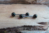 16G Black Obsidian 4mm Natural Stone Internally Threaded Steel Barbell Bridge Nipple Ring Cartilage Tragus Helix 16G (1.2mm) Piercing