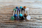 16G Turquoise Howlite 4mm Natural Stone Internally Threaded Surgical Barbell Bridge Nipple Ring Cartilage Tragus Helix 16G (1.2mm) Piercing