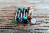 16G Lapis Lazuli 4mm Natural Stone Internally Threaded Surgical Bridge Barbell Nipple Ring Cartilage Tragus Helix 16G (1.2mm) Piercing