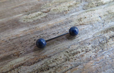 16G Lapis Lazuli 4mm Natural Stone Internally Threaded Surgical Bridge Barbell Nipple Ring Cartilage Tragus Helix 16G (1.2mm) Piercing