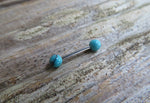 16G Turquoise Howlite 4mm Natural Stone Internally Threaded Surgical Barbell Bridge Nipple Ring Cartilage Tragus Helix 16G (1.2mm) Piercing