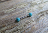 16G Turquoise Howlite 4mm Natural Stone Internally Threaded Surgical Barbell Bridge Nipple Ring Cartilage Tragus Helix 16G (1.2mm) Piercing