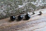Black Obsidian Titanium Ti6Al4V ELI Implant Grade Natural Stone Barbell Tongue Ring 14g (1.6mm) Piercing