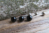 Black Obsidian Titanium Ti6Al4V ELI Implant Grade Natural Stone Barbell Tongue Ring 14g (1.6mm) Piercing