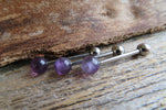 Amethyst Titanium Ti6Al4V ELI Implant Grade 5mm Natural Stone Barbell Tongue Ring 14g (1.6mm) Piercing