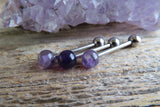 Amethyst Titanium Ti6Al4V ELI Implant Grade 5mm Natural Stone Barbell Tongue Ring 14g (1.6mm) Piercing