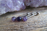 Amethyst Titanium Ti6Al4V ELI Implant Grade 5mm Natural Stone Barbell Tongue Ring 14g (1.6mm) Piercing