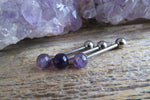 Custom Lengths Amethyst 5mm Natural Stone Barbell Tongue Ring 14g (1.6mm) Piercing
