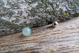 Custom Lengths Green Aventurine Natural Stone Barbell Tongue Ring 14g (1.6mm) Piercing