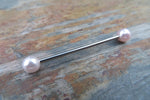 Baby Pink Surgical Steel 316L Barbell Industrial 14G (1.6mm) Piercing 32mm 35mm 38mm