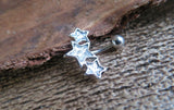 Silver Triple Star Clear Crystal Curve Eyebrow Rook Bar Ring 16g (1.2mm) Piercing