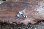 Silver Triple Star Clear Crystal Curve Eyebrow Rook Bar Ring 16g (1.2mm) Piercing