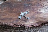 Silver Triple Star Clear Crystal Curve Eyebrow Rook Bar Ring 16g (1.2mm) Piercing