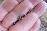 Silver Black Widow Spider Crystal Curve Eyebrow Rook Bar Ring 16g (1.2mm) Piercing