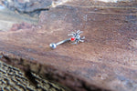 Silver Black Widow Spider Crystal Curve Eyebrow Rook Bar Ring 16g (1.2mm) Piercing