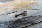 Silver Black Widow Spider Crystal Curve Eyebrow Rook Bar Ring 16g (1.2mm) Piercing