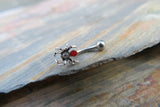 Black Widow Spider Crystal Curve Eyebrow Rook Bar Ring 16g (1.2mm) Piercing