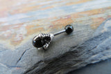 Black Obsidian Silver Dragon Claw Natural Stone Cartilage Tragus Barbell 16G (1.2mm) Piercing