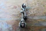 Black Obsidian Silver Dragon Claw Natural Stone Cartilage Tragus Barbell 16G (1.2mm) Piercing