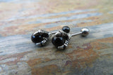 Black Obsidian Silver Dragon Claw Natural Stone Cartilage Tragus Barbell 16G (1.2mm) Piercing