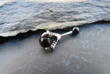 Black Obsidian Silver Dragon Claw Natural Stone Cartilage Tragus Barbell 16G (1.2mm) Piercing